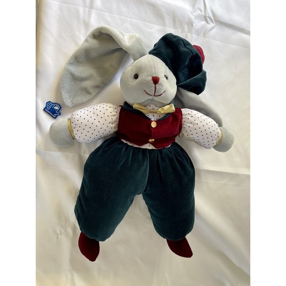 Toys Vintage Applause Stuffed Bunny With Hat Vest Shoes Bow Green And
